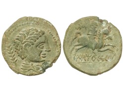 As. 120-20 a.C. ILTIRCESCEN (SOLSONA, Lleida). Anv.: Cabeza masculina ...