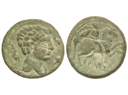 As. 200-20 a.C. ILTIRTA (Lleida). Anv.: Cabeza masculina a derecha, ...