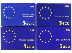 Lote 11 monedas 5 Ecu (10) y 5 Euro. 1989 a 1998. AR. Carlos V, Coca ...