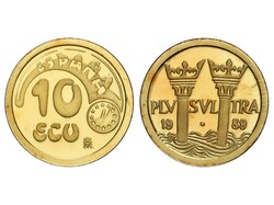 10 Ecu. 1989. 3,53 grs. AU (900). Plus Ultra. En estuche original con ...