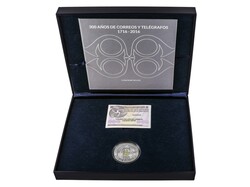 10 Euros. 2016. 27,00 grs. AR. 300 Aniversario de Correos. 2016. FNMT ...