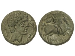 As. 200-20 a.C. ILTIRTA (Lleida). Anv.: Cabeza masculina a derecha, ...