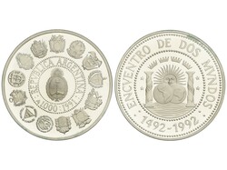 1.000 Australes. 1991. 27,08 grs. AR. I Serie Iberoamericana: ...