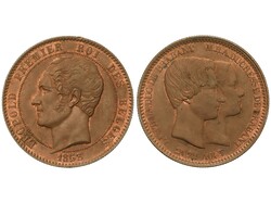 10 Centimes. 1853. 20,03 grs. AE. Boda con la Duquesa de Bravante. ...