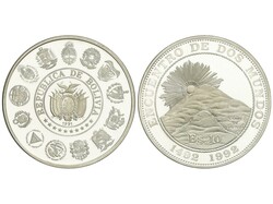 10 Bolivianos. 1991. 26,86 grs. AR. I Serie Iberoamericana: Encuentro ...