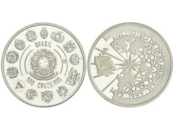 500 Cruzeiros. 1991. 27,01 grs. AR. I Serie Iberoamericana: Encuentro ...