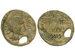 As. 220-20 a.C. OBULCO (PORCUNA, Jaén). Anv.: Cabeza femenina a ...