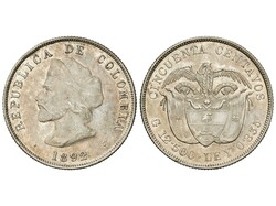 50 Centavos. 1892. 12,43 grs. AR. KM-187.2. MBC+.