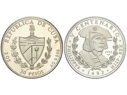 30 Pesos. 1992. V CENTENARIO DESCUBRIMIENTO DE AMÉRICA. 93,07 grs. ...