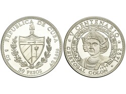 50 Pesos. 1990. V CENTENARIO DESCUBRIMIENTO DE AMÉRICA. 155,14 grs. ...