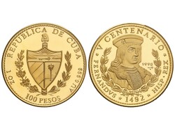 100 Pesos. 1990. V CENTENARIO DESCUBRIMIENTO DE AMÉRICA. 30,93 grs. ...