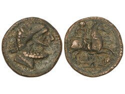 As. 120-20 a.C. TITIACOS (TRICIO, La Rioja). Anv.: Cabeza barbada a ...