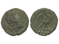 Quadrunx. 210-175, a.C. LARINUM. FRENTANI. Anv.: Cabeza laureada de ...