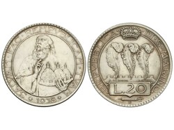 20 Liras. 1938. 20,10 grs. AR. ESCASA. KM-11. Tirada: 2.500 piezas. ...