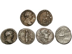Lote 3 monedas Denario. AR. Denario de FANNIA y 2 denarios de Trajano ...