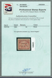 1904, 2c Map, rose, overprint inverted (Scott 10a), o.g., never ...