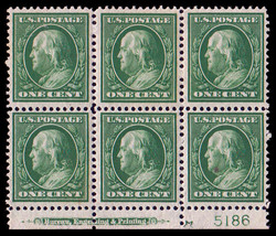 6605090: USA 1908-15 Washington-Franklin Ausgabe - Einheit mit Plattennummer