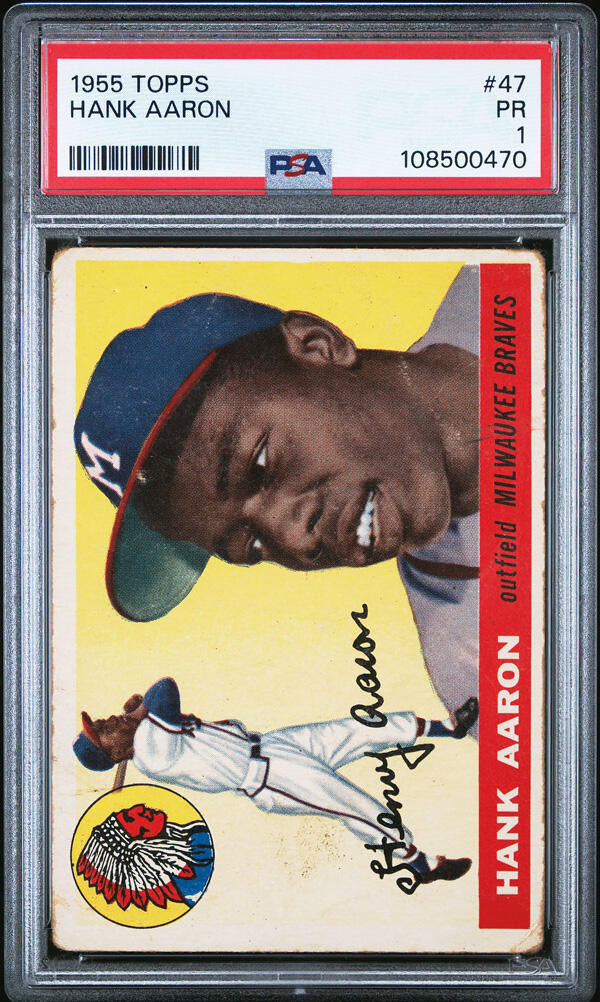 1955 Topps #47 Hank Aaron PSA 1 PR, Poor to Fair 1