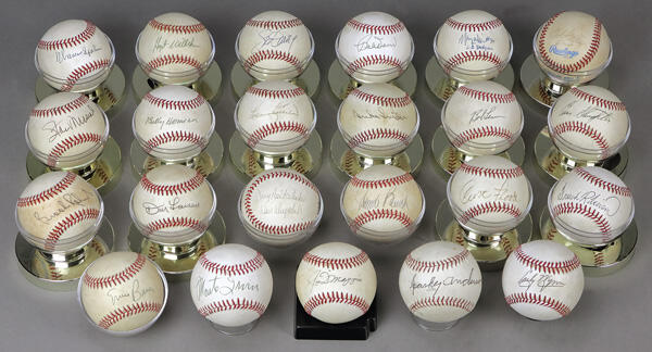 Collection Of (23) Autographed Baseballs W/ (21) Being Hall Of Famers ...
