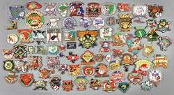 Group of (75+) Collectible Sports Pins, mainly baseball related (75+) ...