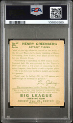 1934 Goudey #62 Hank Greenberg PSA 2.5+ Good.