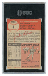 1953 Topps #1 Jackie Robinson SGC 6 EX-NM, nice centering; phenomenal ...