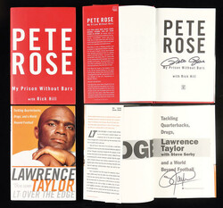 Group of (4) Autographed Books: (2) Pete Rose & (2) Lawrence Taylor, ...