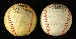 Group of (2) 1959 & 1960 Baltimore Orioles Team Signed Baseballs, ...