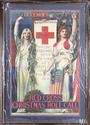 World War I Red Cross Christmas Roll Call Framed Propaganda Poster, ...