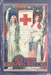 World War I Red Cross Christmas Roll Call Framed Propaganda Poster, ...