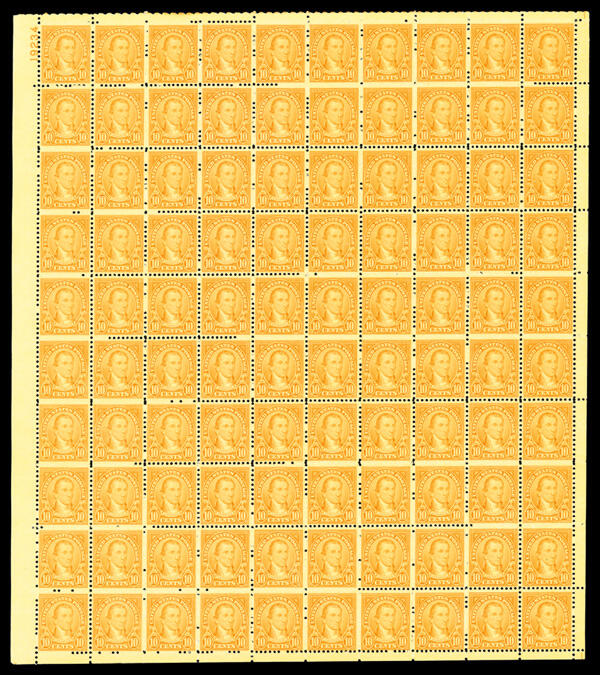1927, 10¢ Monroe, rotary press printing (Scott 642), top left full ...