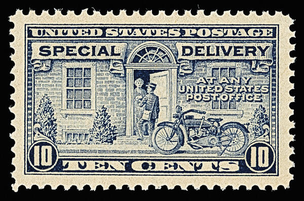 Special Delivery, 1922, 10¢ gray violet (Scott E12), even spacing ...