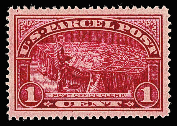 Parcel Post, 1913, 1¢ Post Office Clerk (Scott Q1), first-class ...