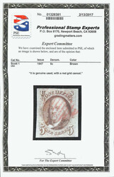 1847, 5¢ red brown (Scott 1), clean with solid color, four-margined ...