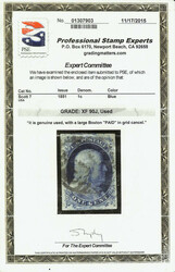 1851, 1¢ blue, type II (Scott 7), single, Boston "Paid" in grid, ...
