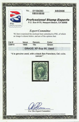 1855, 10¢ green, type II (Scott 14), San Francisco circular ...