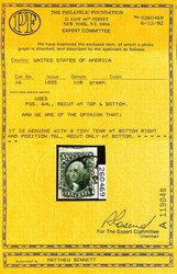 1855, 10¢ green, type IV, recut at bottom (Scott 16 var.), position ...