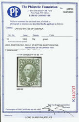 1855, 10¢ green, type IV, recut at bottom (Scott 16 var.), position ...
