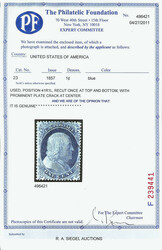 1857, 1¢ blue, type IV, pos. 41R1L, plate crack at center (Scott 23) ...