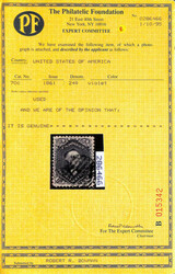 1861, 24¢ violet, thin paper (Scott 70c), choice example with bold ...