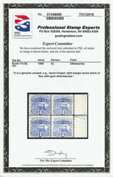 1869, 3¢ ultramarine (Scott 114), right arrow block of 4, these ...