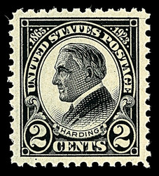 1923, 2¢ Harding, flat plate printing, perf. 11 (Scott 610), ...