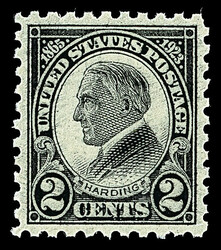 1923, 2¢ Harding, rotary press printing, perf. 10 (Scott 612), ...