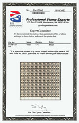 1925, 17¢ Wilson (Scott 623), bottom right full pane of 100 with ...