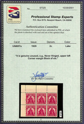 1929, 2¢ Sullivan Expedition, lake color error (Scott 657a), o.g., ...