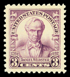 1932, 3¢ Daniel Webster (Scott 725), o.g., never hinged, Superb no ...