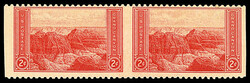 1934, 2¢ Grand Canyon National Park, horizontal pair, imperf ...