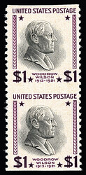 1938, Presidential Issue, $1 Wilson, purple & black, vertical pair, ...