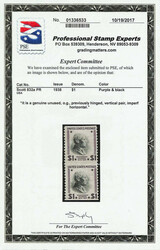 1938, Presidential Issue, $1 Wilson, purple & black, vertical pair, ...