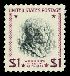 1951, Presidential Issue, $1 Wilson, watermarked USIR (Scott 832b), o ...